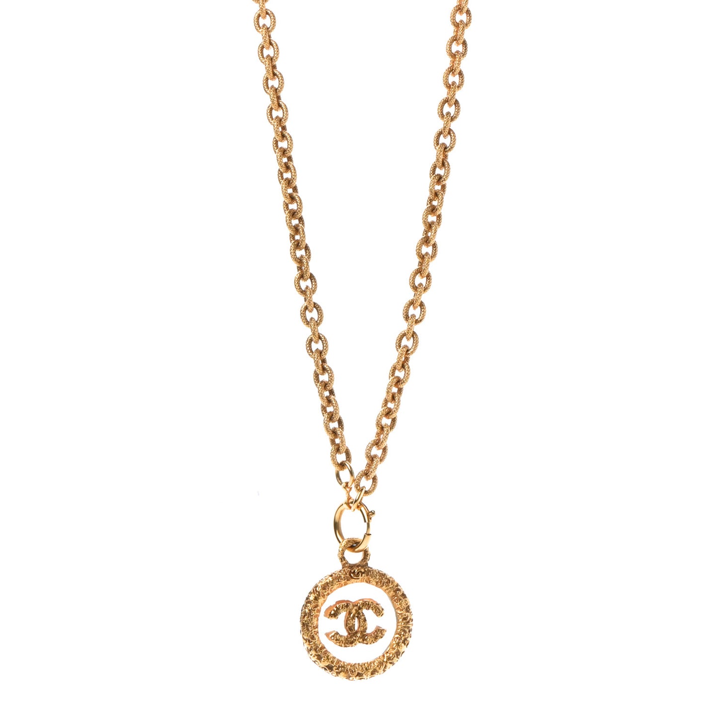 CC Pendant Long Necklace Gold