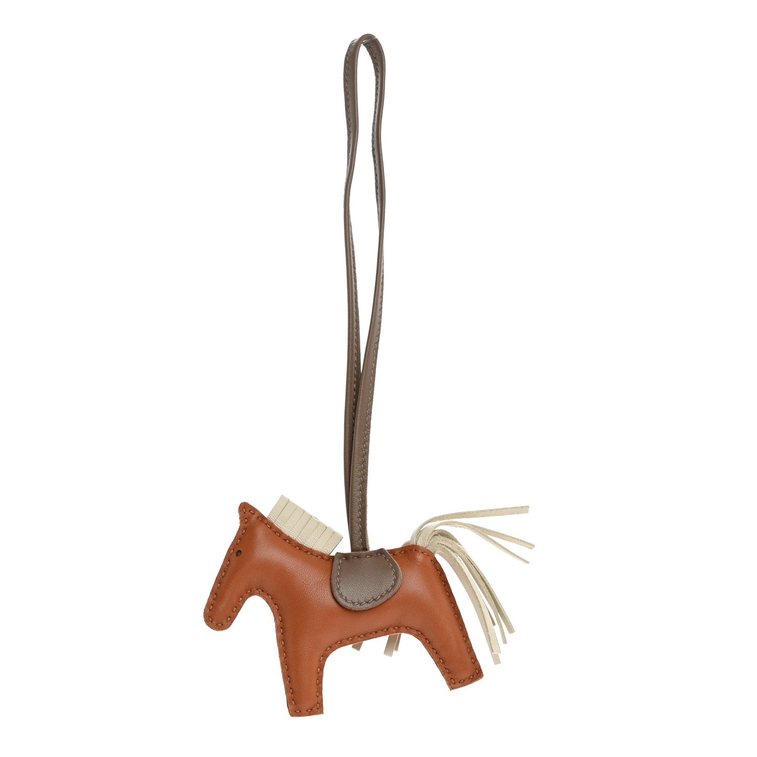 Hermes Milo Lambskin Grigri Rodeo Horse Bag Charm PM Gold Craie Etoupe 1 of 4
