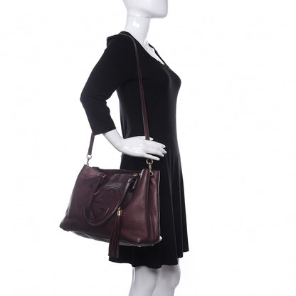Gucci Metallic Cellarius Calfskin Medium Soho Working Tote Classic Burgundy 4 of 14