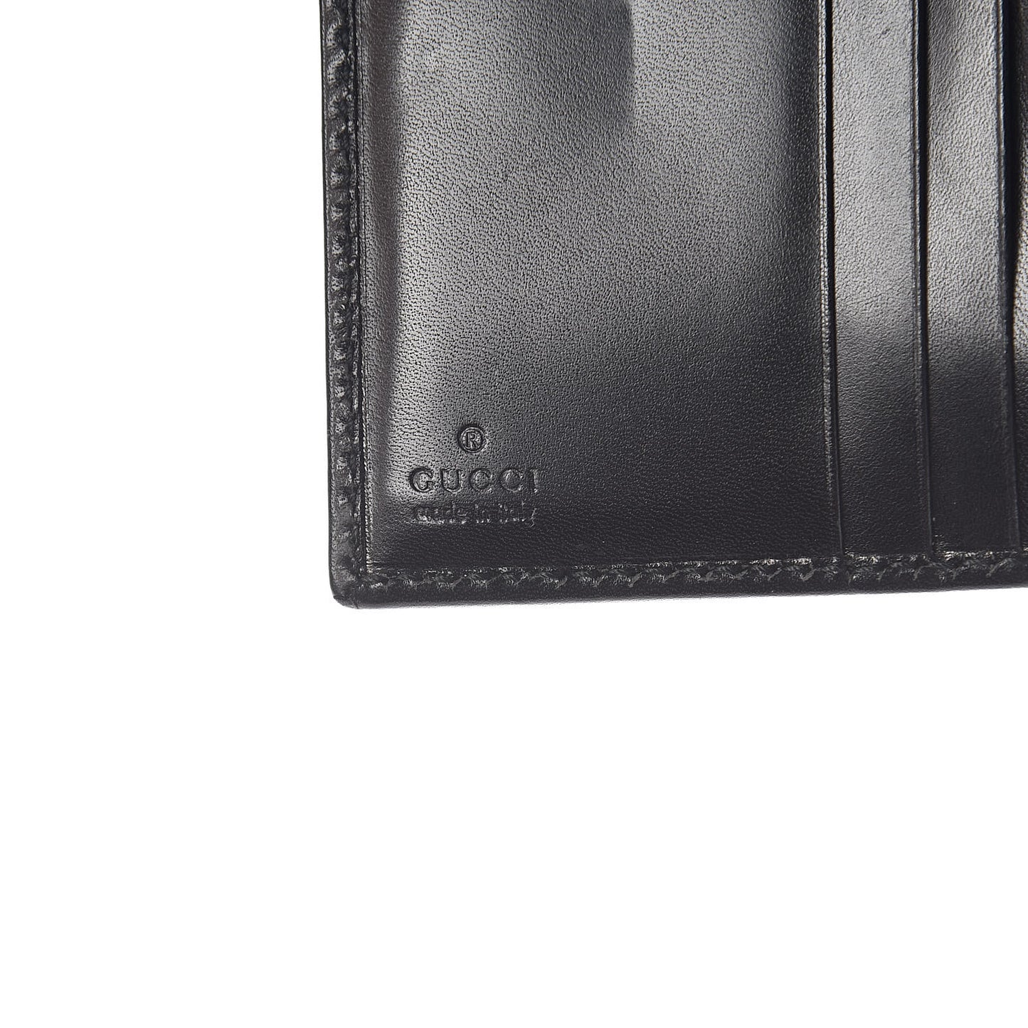 Calfskin Wood French Flap Wallet Black