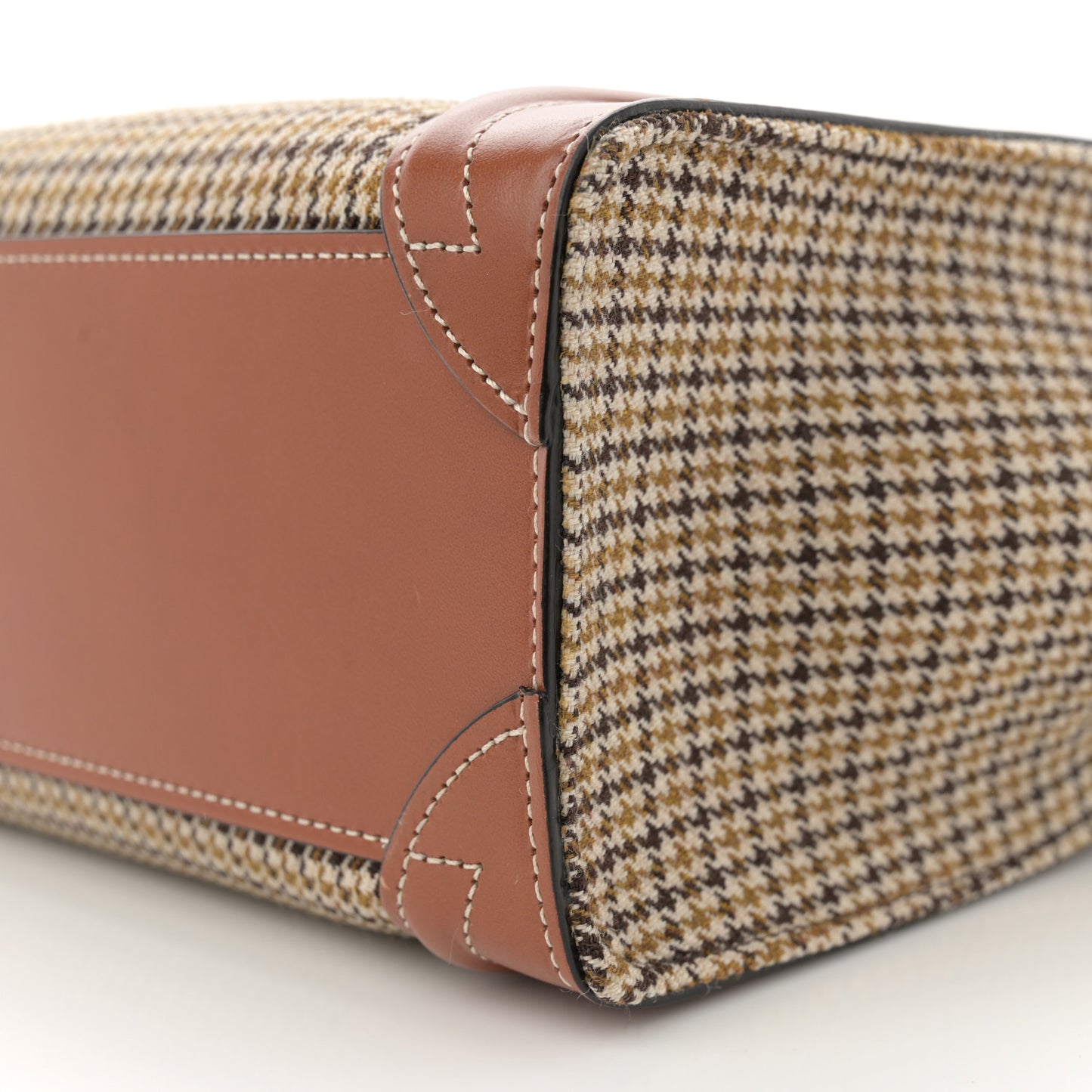 Smooth Calfskin Houndstooth Nano Luggage Tan