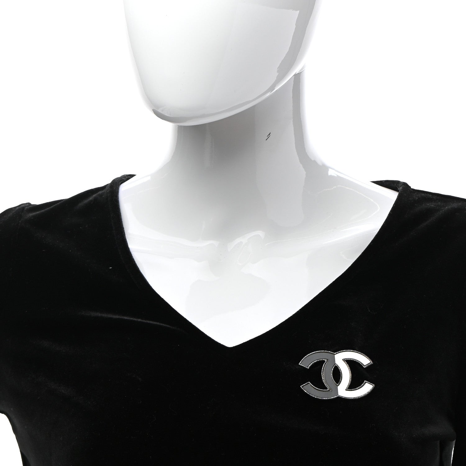 Chanel Enamel CC Brooch Grey White 2 of 5