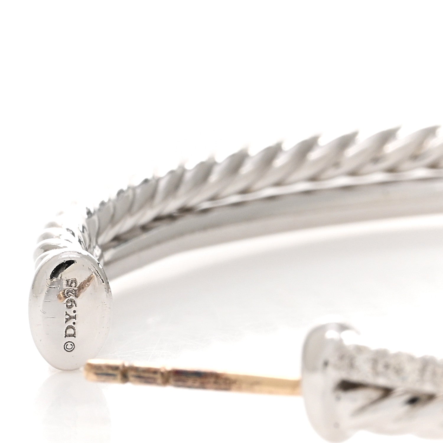 David Yurman Sterling Silver Diamond Extra Large Crossover Hoop Earrings 4 of 4