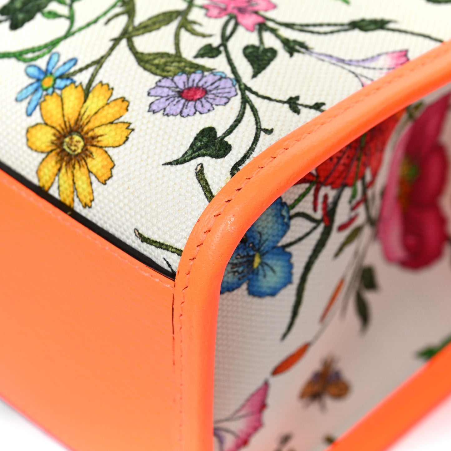 Canvas Medium Flora Tote White Multicolor Orange Fluo