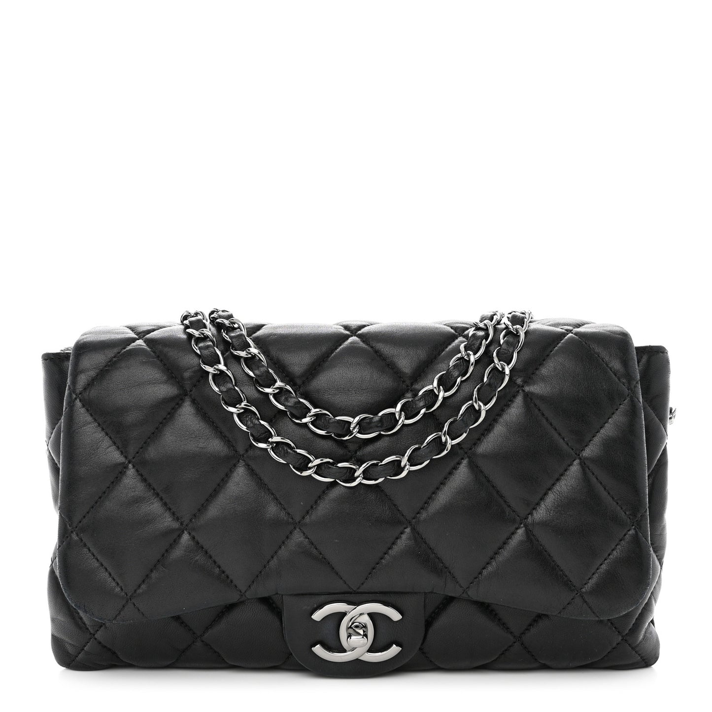 Lambskin Quilted Chanel 3 Large Accordion Flap Black
