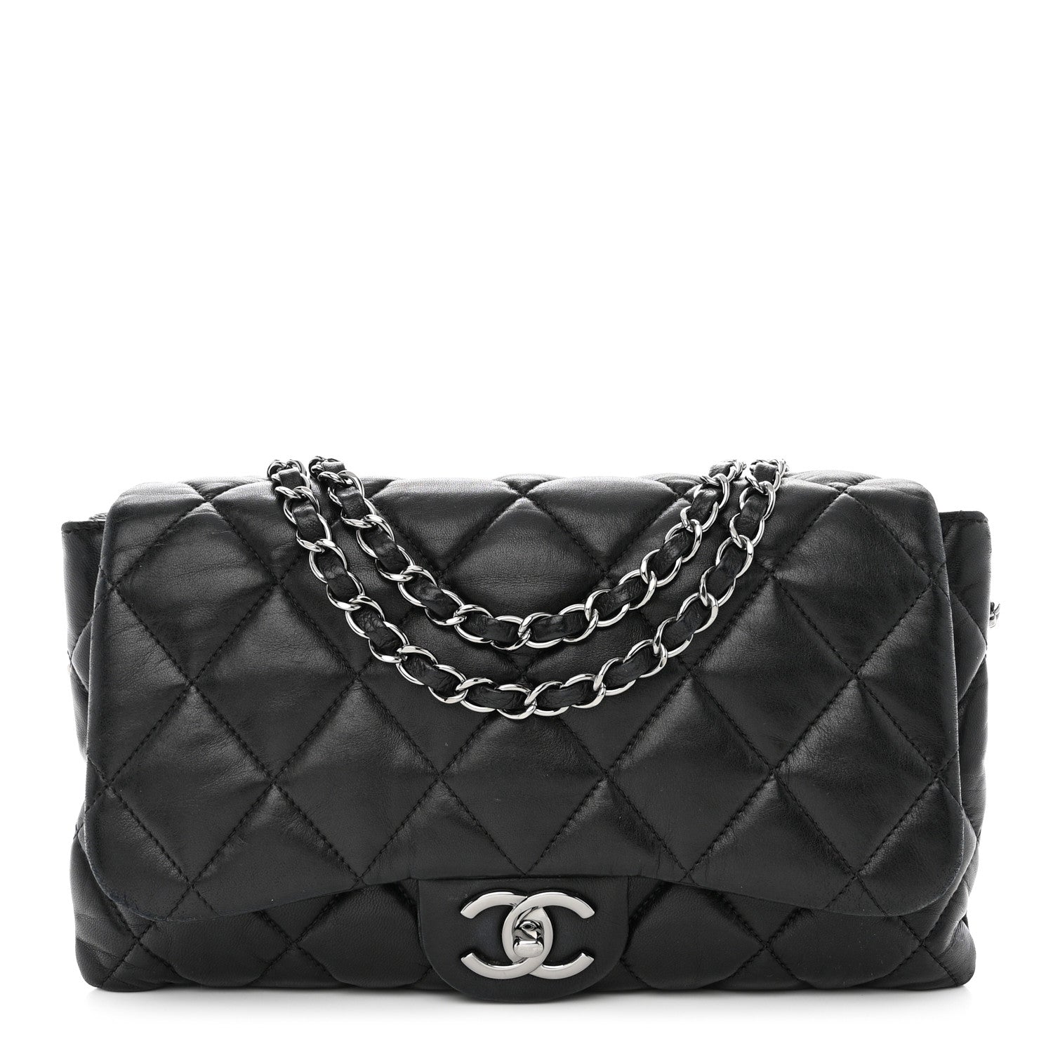Chanel Lambskin Quilted Chanel 3 Large Accordion Flap Black 1 of 13
