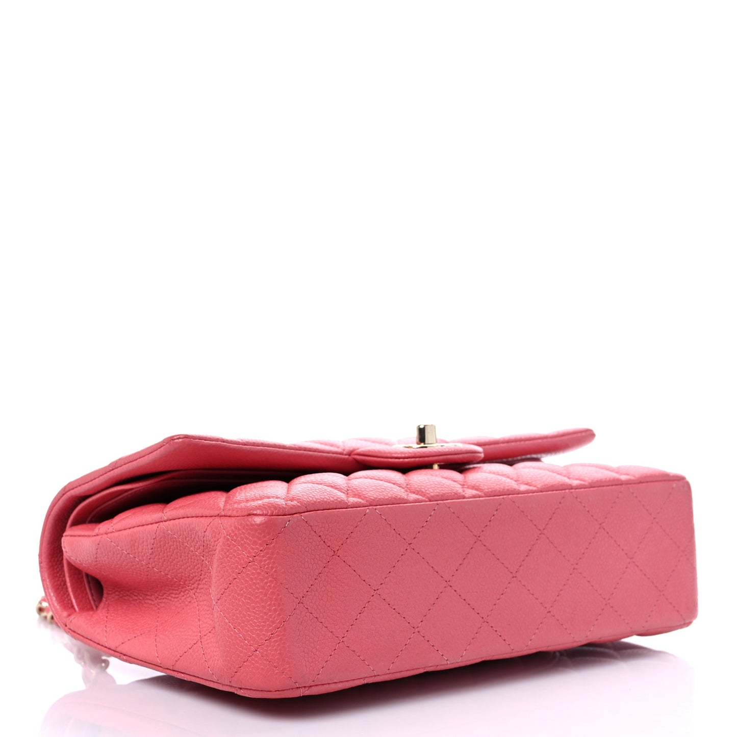 Metallic Caviar Quilted Medium Double Flap Pink