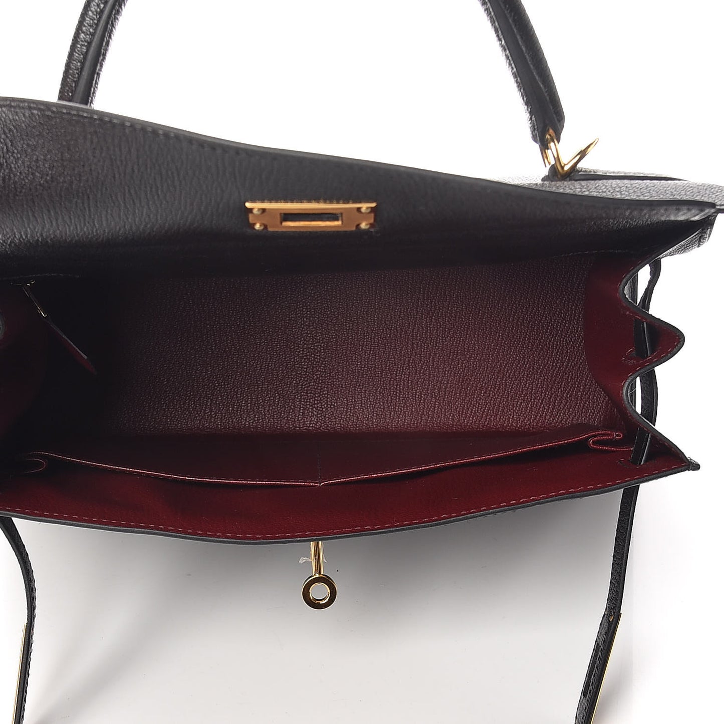 Chevre Mysore Horseshoe Kelly Sellier 28 Black Deep Red