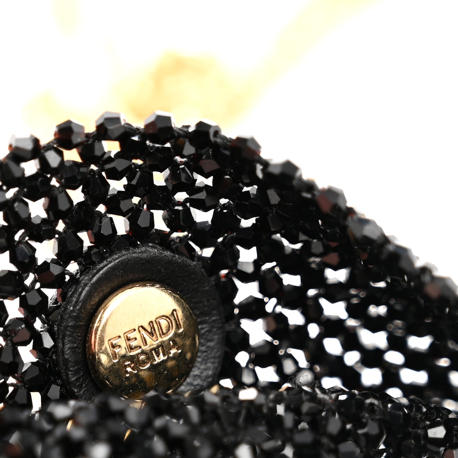 Fendi Crystal Vitello King Beaded Mini Pico Baguette Charm Black