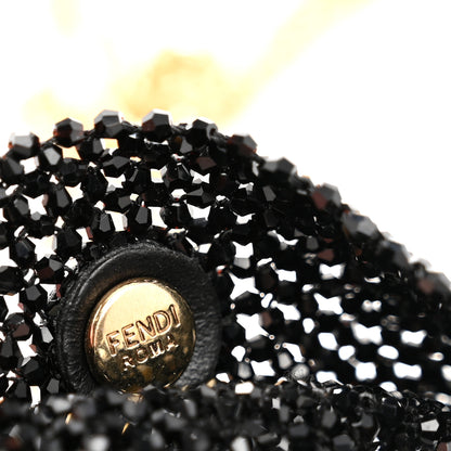 Fendi Crystal Vitello King Beaded Mini Pico Baguette Charm Black 5 of 11