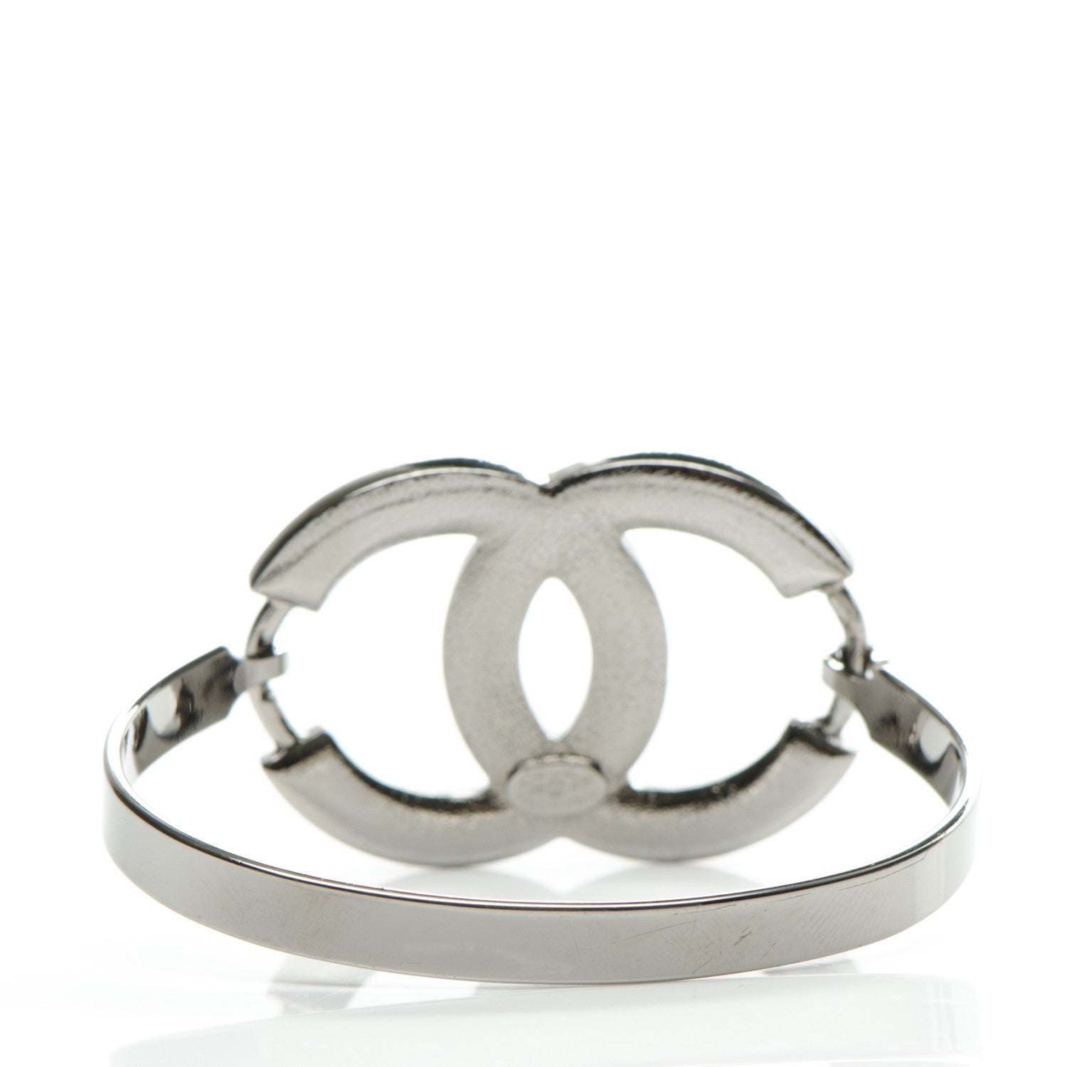Chanel Ruthenium Crystal Baguette CC Bracelet Silver Red 3 of 5