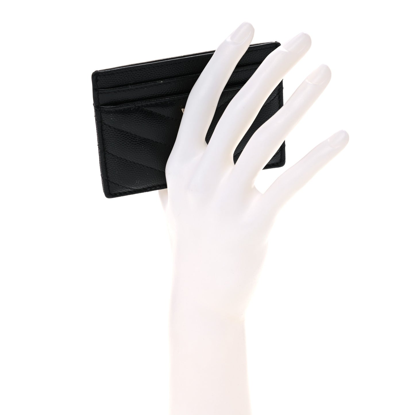 Grain De Poudre Matelasse Chevron Monogram Credit Card Case Black