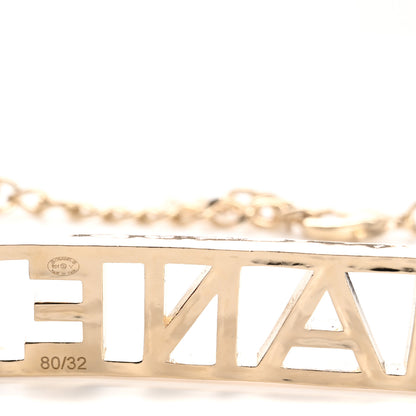 Chanel Metal Lambskin Chain Crystal Baguette Logo Belt 80 32 80 32 Gold Black 3 of 4
