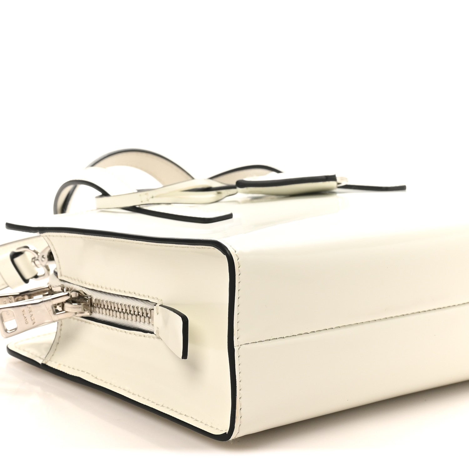 Prada Spazzolato Mini Re-Edition 1995 Double Handle Handbag White