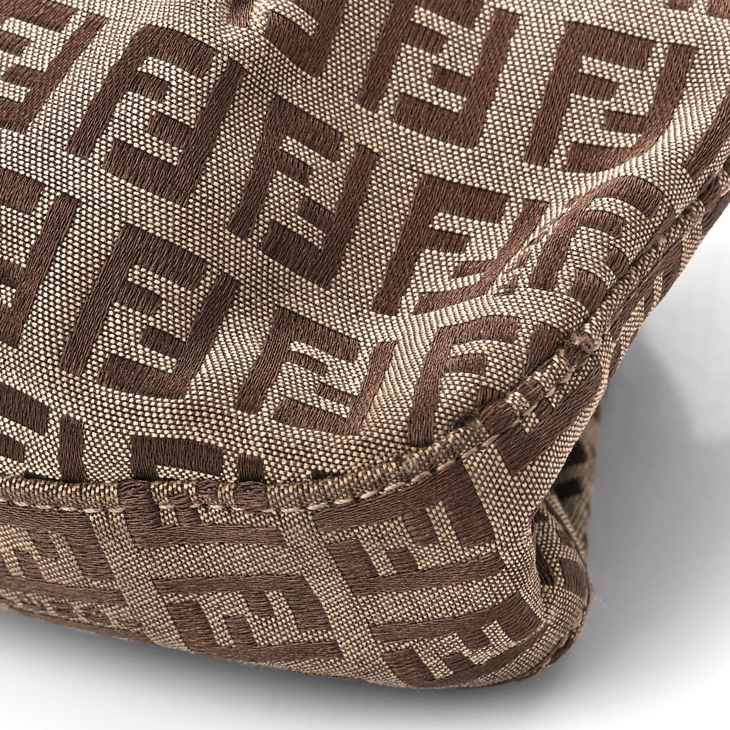 Fendi Zucchino Vitello Drawstring Shoulder Bag Testa di Moro Beige 8 of 13