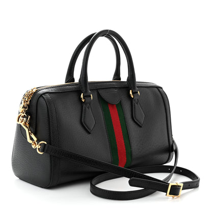 Gucci Textured Dollar Calfskin Web Medium Ophidia Boston Black 3 of 11