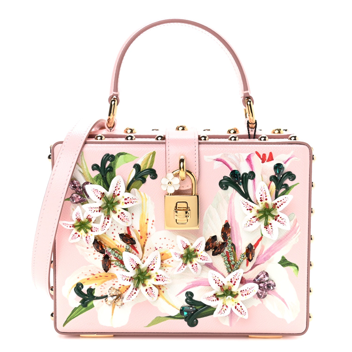 Dolce & Gabbana Dauphine Crystal Embellished Lily Box Bag Pink 1 of 8