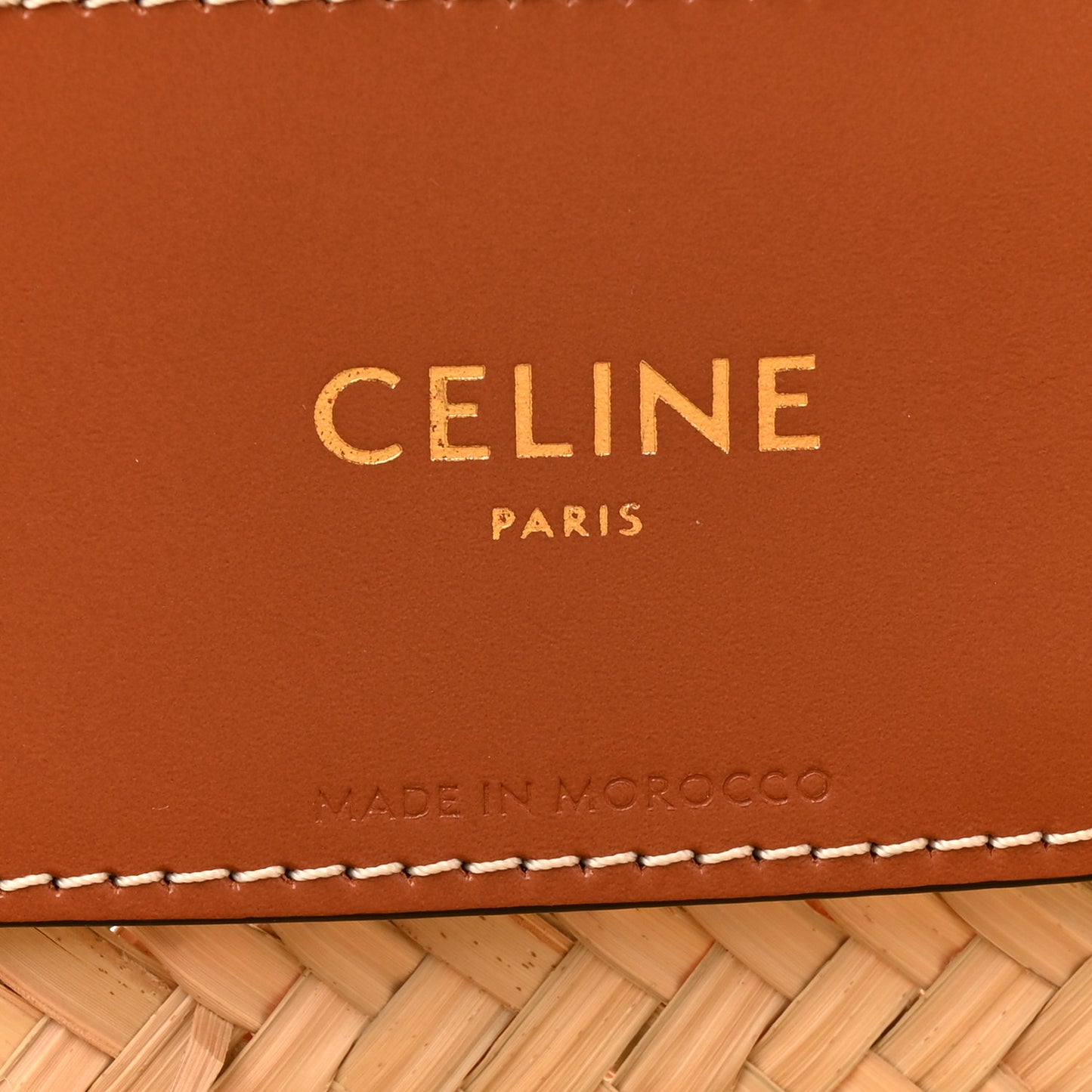 Raffia Calfskin Triomphe Medium Panier Tan