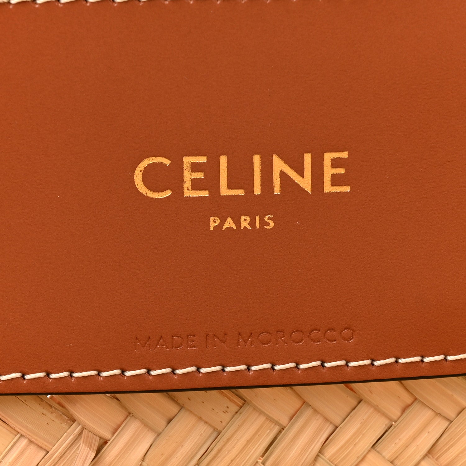 Celine Raffia Calfskin Triomphe Medium Panier Tan 5 of 8