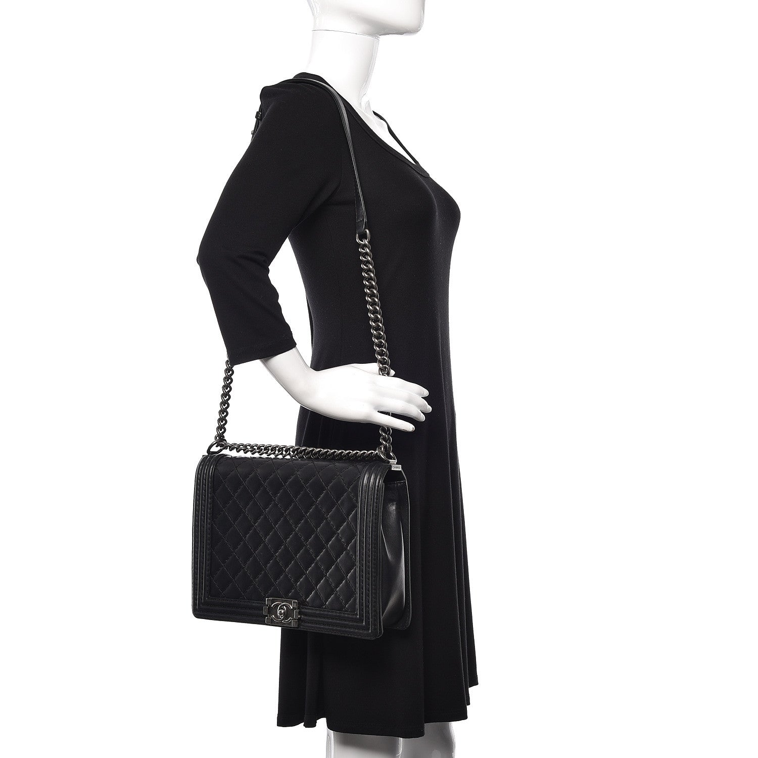 Chanel Calfskin Quilted Large Boy Flap Black 2 of 13