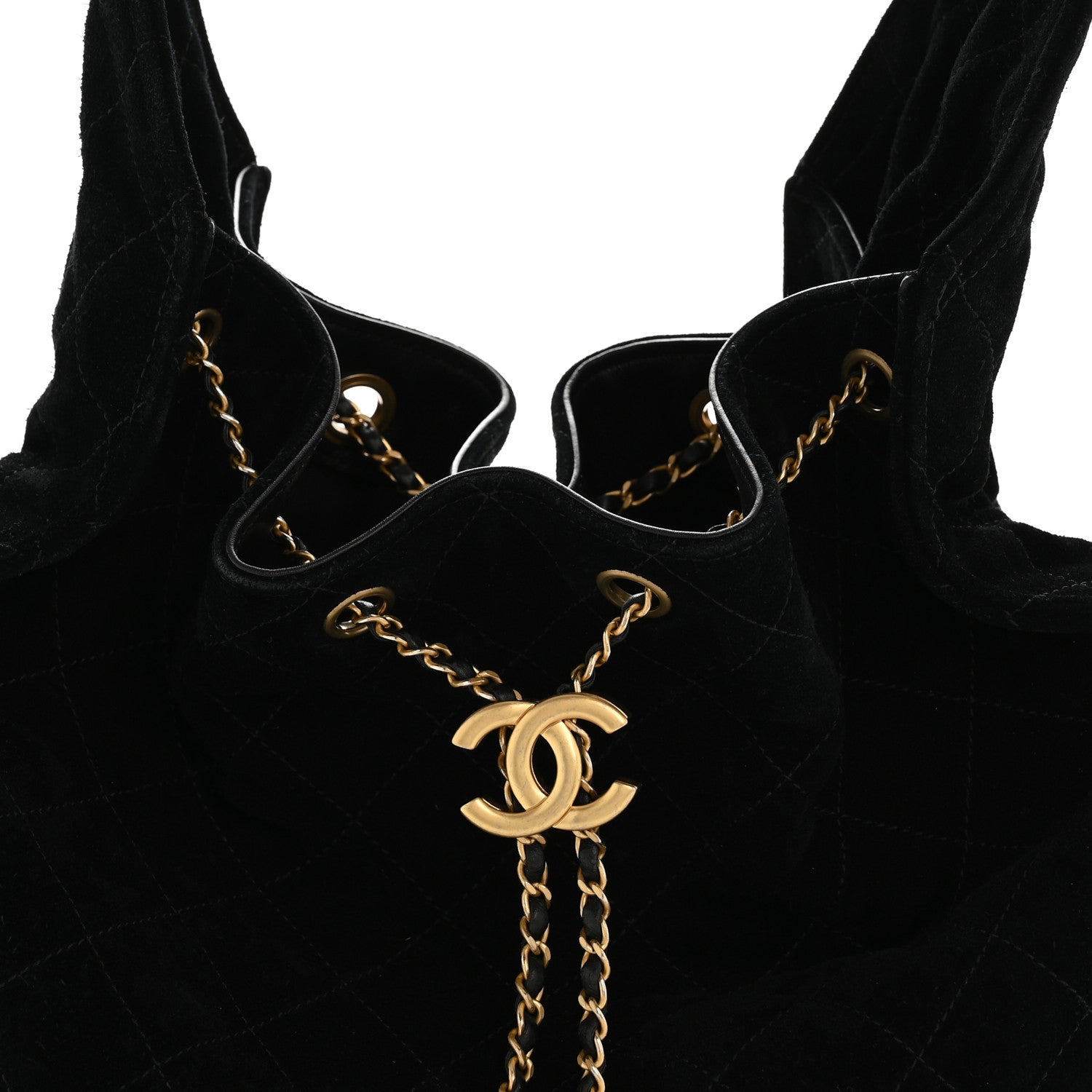 Chanel Suede Quilted Medium Chanel 25 Handbag Black 8 of 13