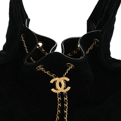 Chanel Suede Quilted Medium Chanel 25 Handbag Black 8 of 13