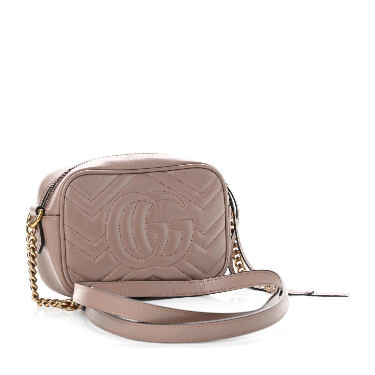 Gucci Calfskin Matelasse Mini GG Marmont Chain Shoulder Bag Porcelain Rose 3 of 10