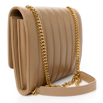 Saint Laurent Lambskin Matelasse Monogram Vicky Chain Wallet Peru 3 of 10