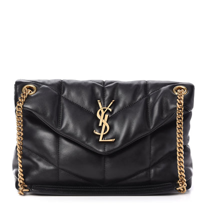 Saint Laurent Lambskin Quilted Small Loulou Puffer Monogram Chain Satchel Black 1 of 11