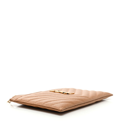 Saint Laurent Grain De Poudre Chevron Monogram Bill Pouch Dune 4 of 8