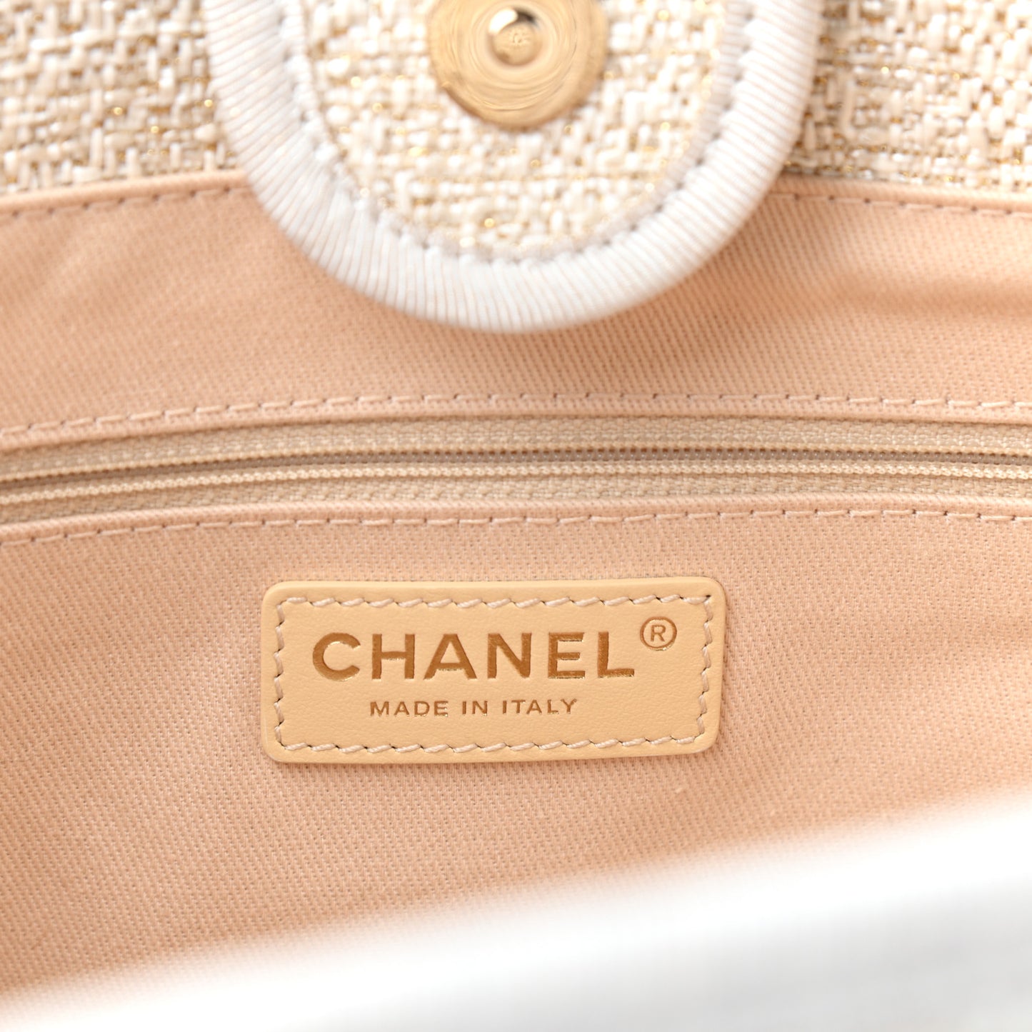 Lurex Boucle Small Deauville Tote White