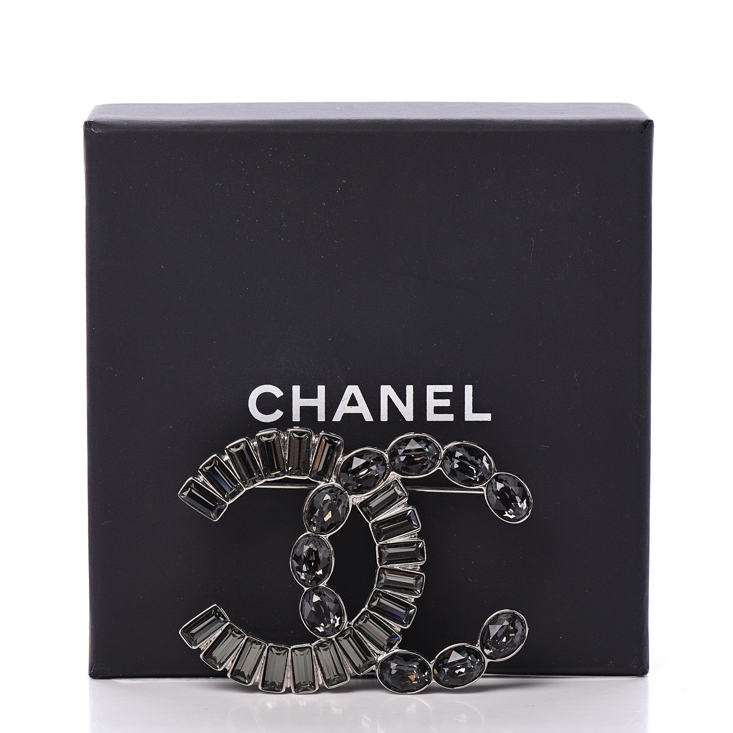 Chanel Ruthenium Crystal Baguette CC Brooch 4 of 4