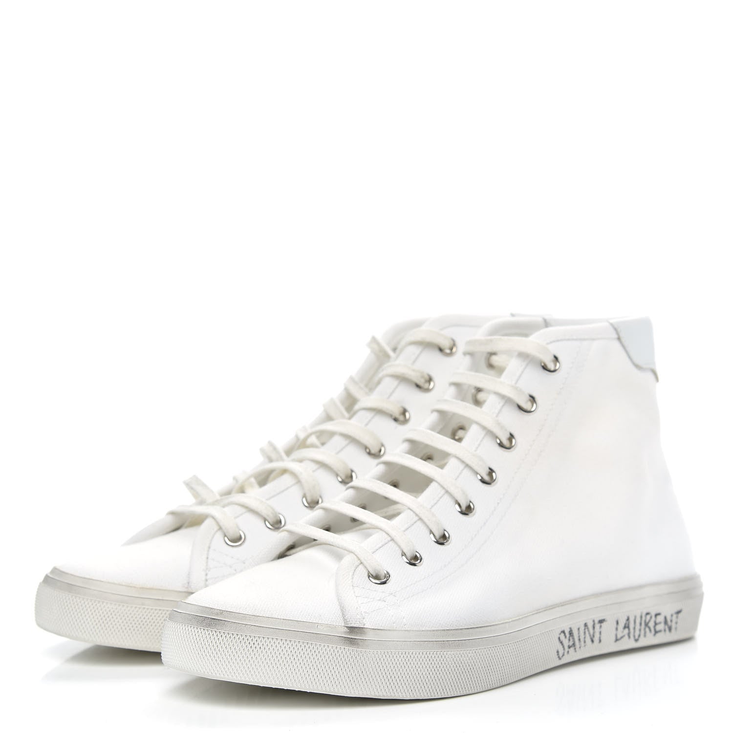 Saint Laurent Canvas Womens Malibu High Top Sneakers Optic 39.5 White 3 of 8