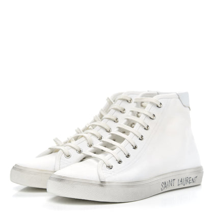 Saint Laurent Canvas Womens Malibu High Top Sneakers Optic 39.5 White 3 of 8