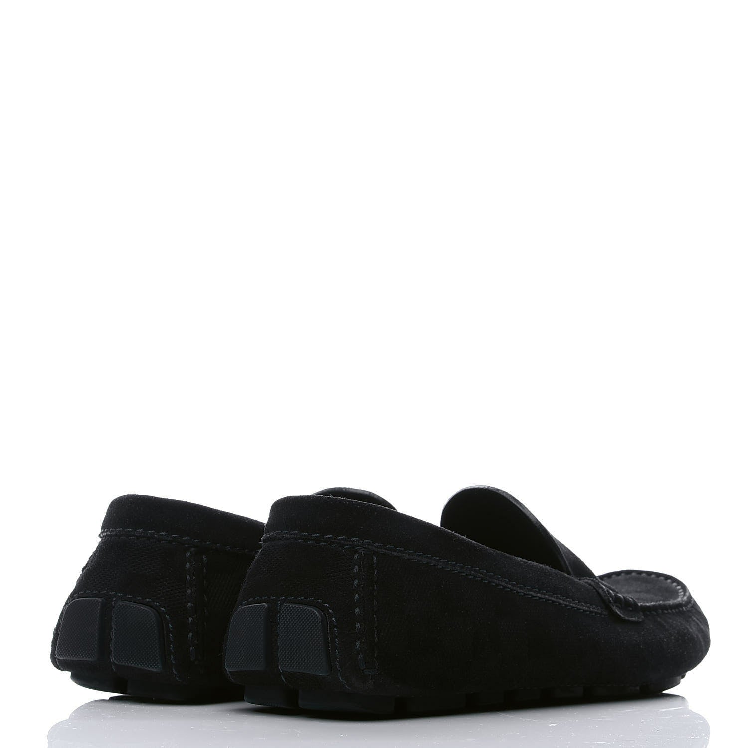Louis Vuitton Suede Calfskin Mens Moccasin Loafers 8 Black 3 of 8