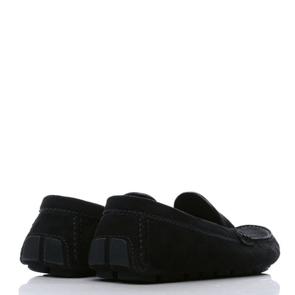 Louis Vuitton Suede Calfskin Mens Moccasin Loafers 8 Black 3 of 8
