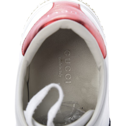 Gucci Calfskin Crystal Web Bee Embroidered Womens Ace Platform Sneakers 35.5 White 7 of 12
