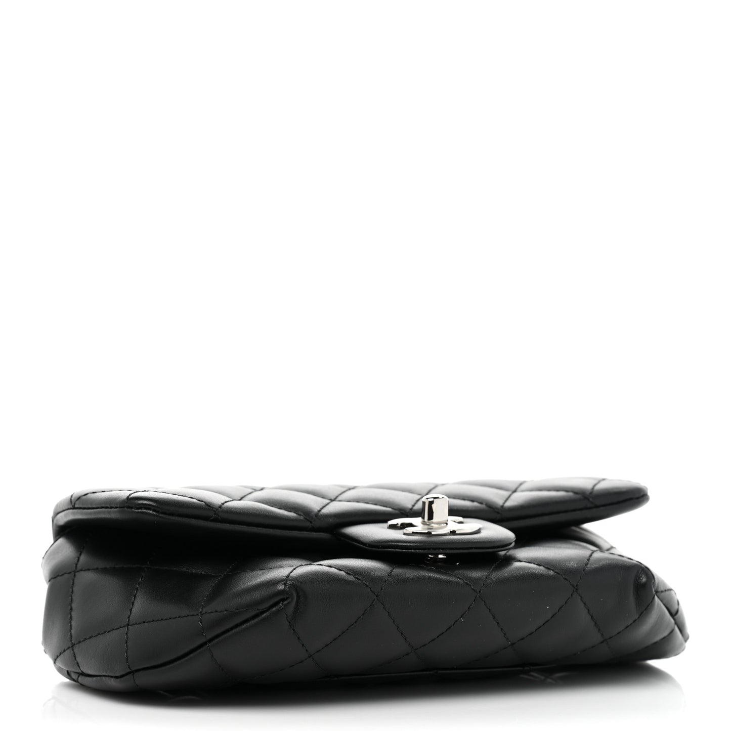 Calfskin Quilted CC Uniform Flap Belt Bag Black