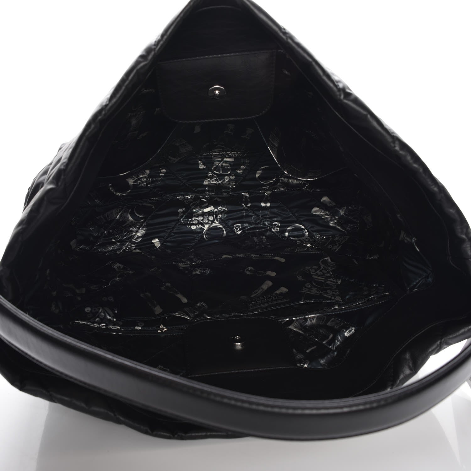 Chanel Aged Calfskin Chevron Large Big Bang Hobo Black 3 of 6