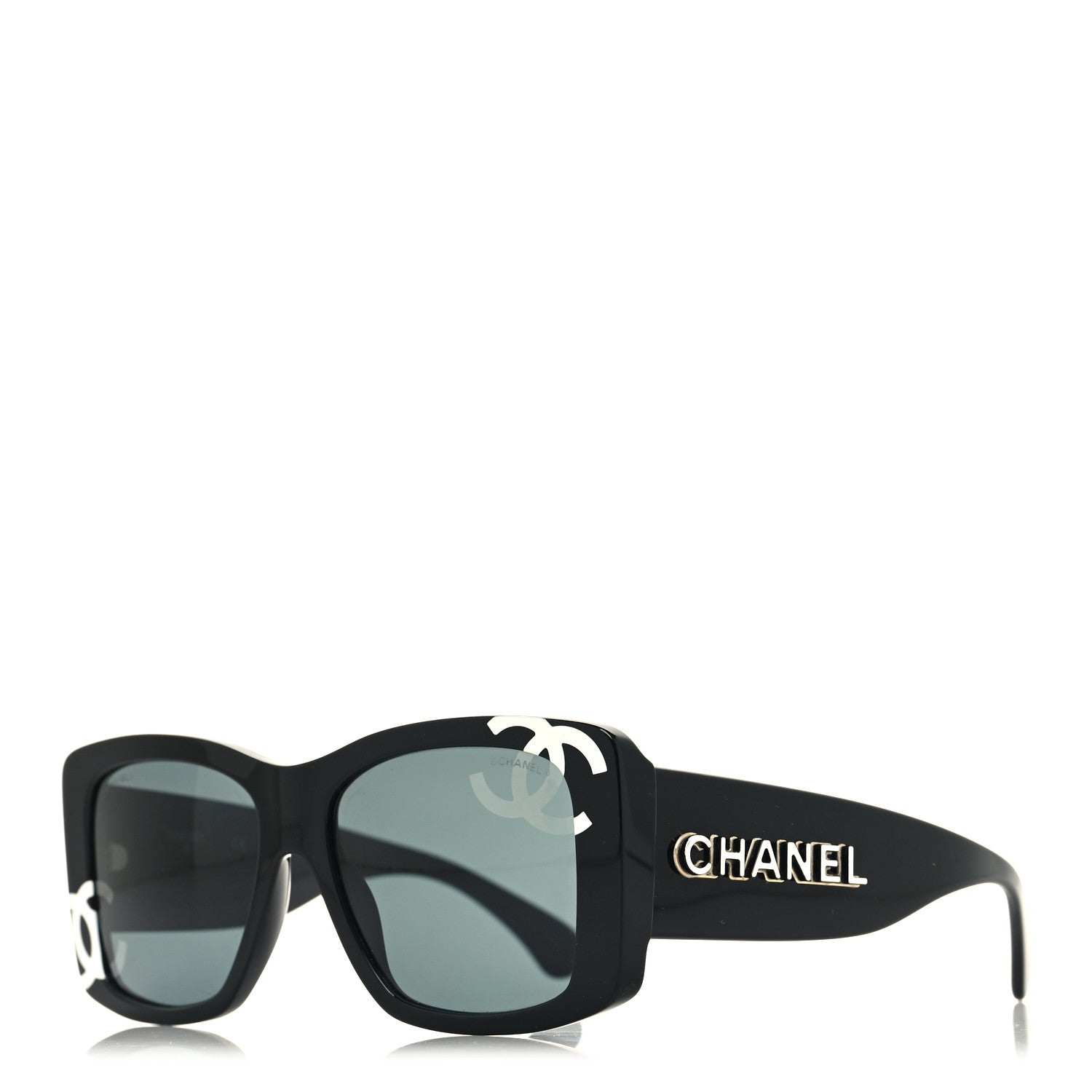 Chanel Acetate CC Logo Square Sunglasses 71472 Black 1 of 8