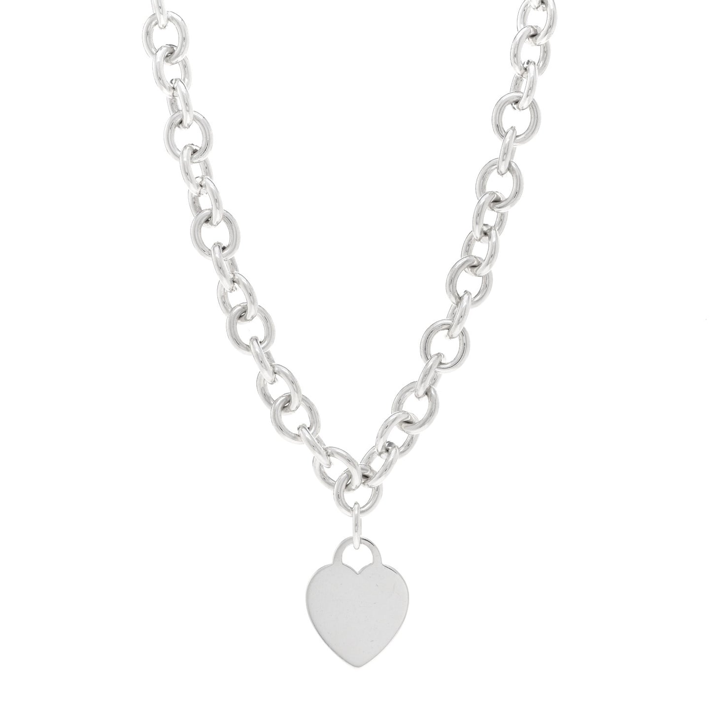 Sterling Silver Heart Tag Pendant Necklace
