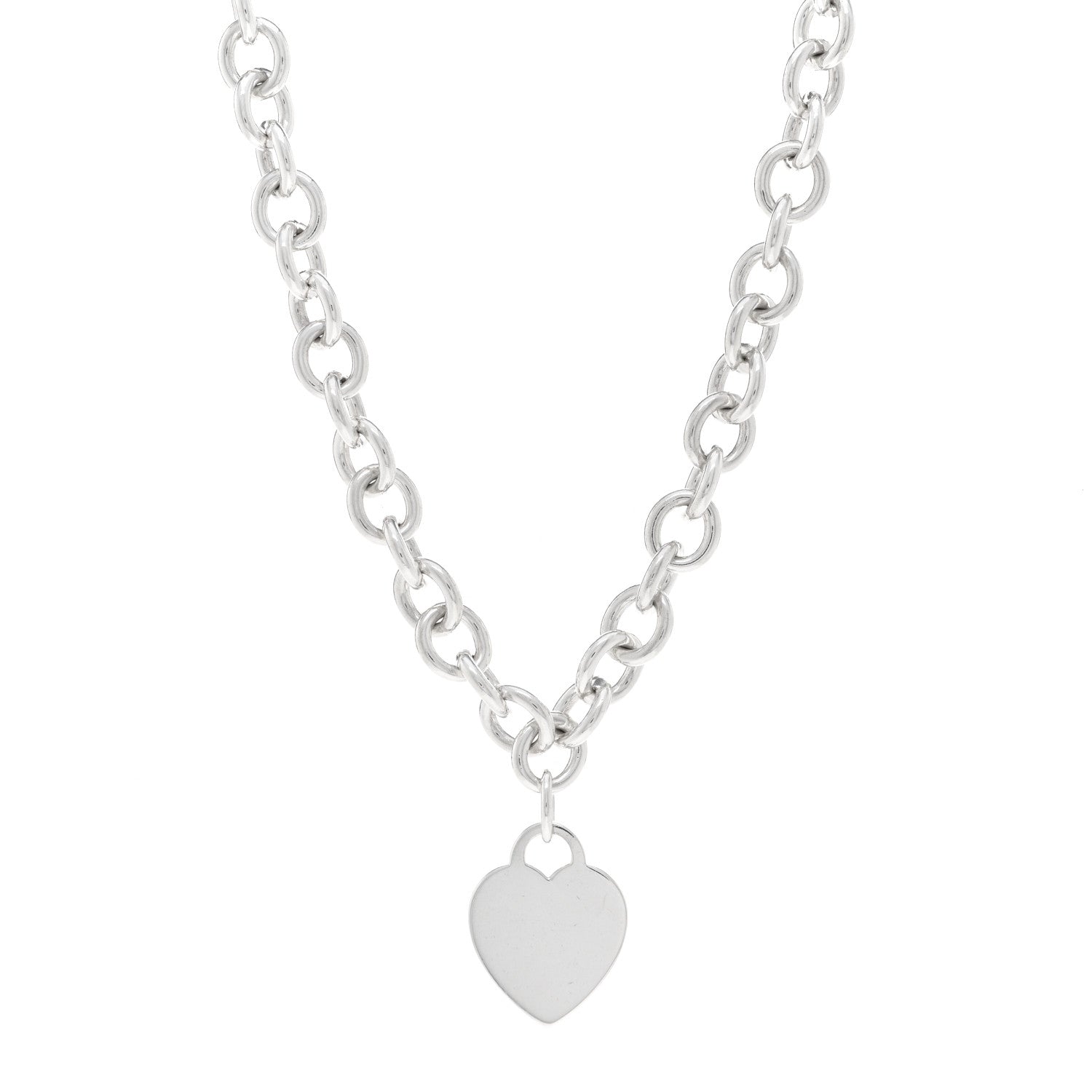 Tiffany Sterling Silver Heart Tag Pendant Necklace 1 of 5