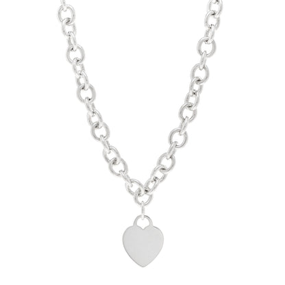 Tiffany Sterling Silver Heart Tag Pendant Necklace 1 of 5