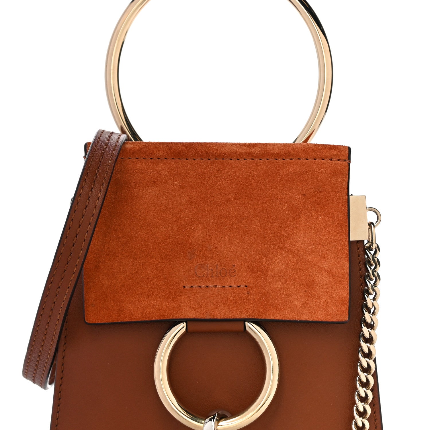 Chloe Suede Calfskin Mini Faye Bracelet Bag Tobacco 8 of 11