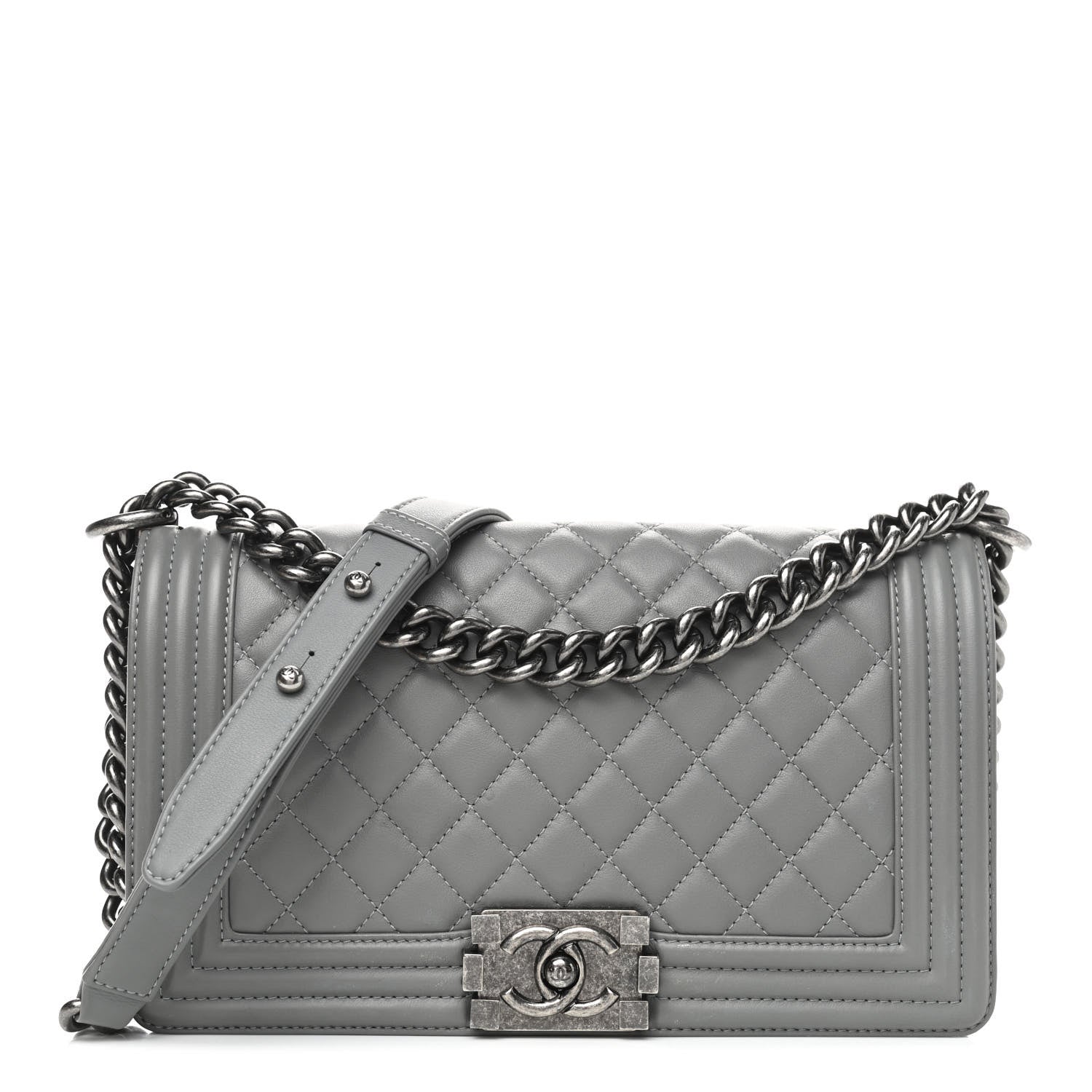 Chanel Lambskin Quilted Medium Boy Flap Grey 1 of 10