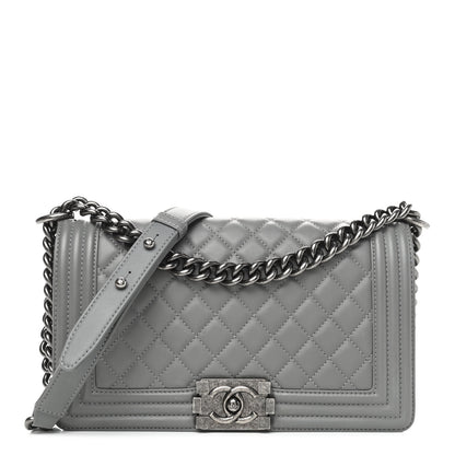 Chanel Lambskin Quilted Medium Boy Flap Grey 1 of 10