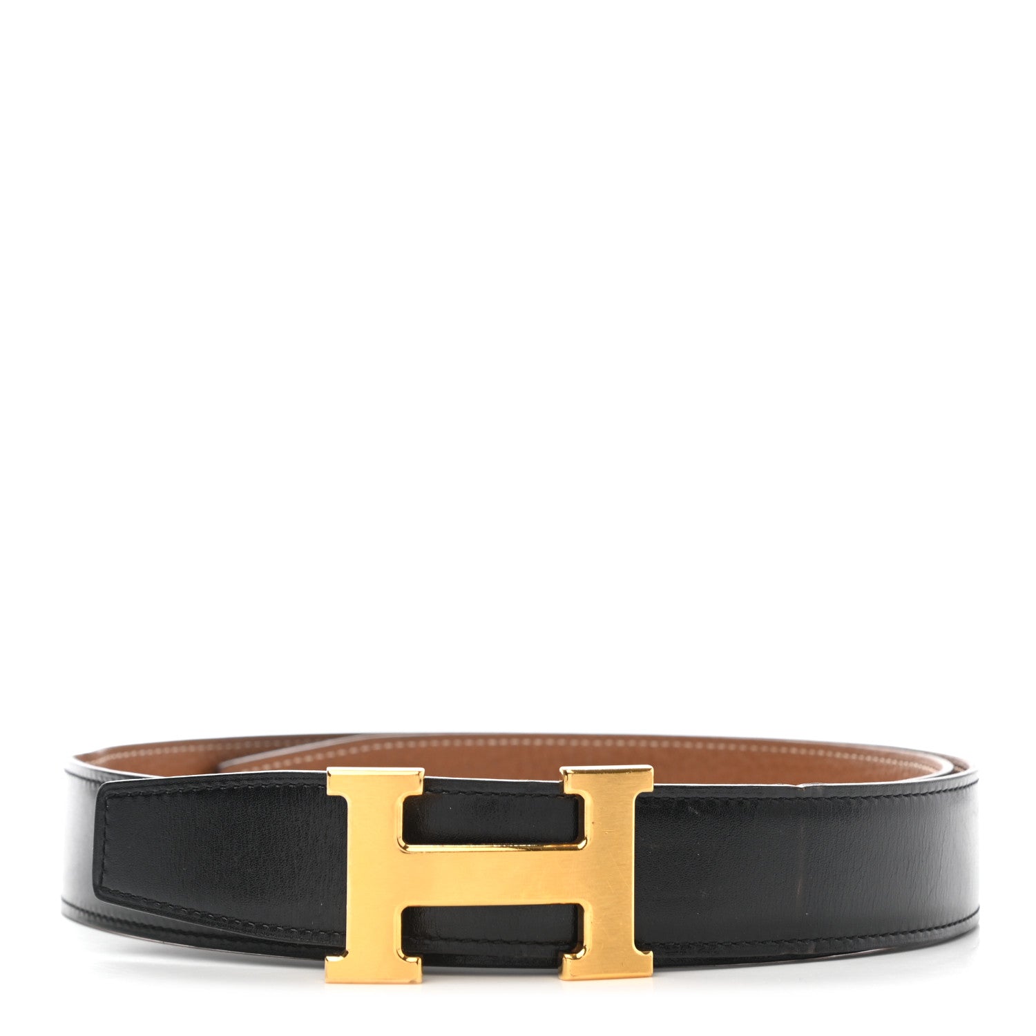 Hermes Box Togo 32mm H Belt 85 Black Gold 2 of 17
