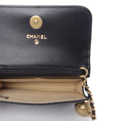 Chanel Lambskin Quilted Pearl Crush Clutch With Chain Black 5 of 11