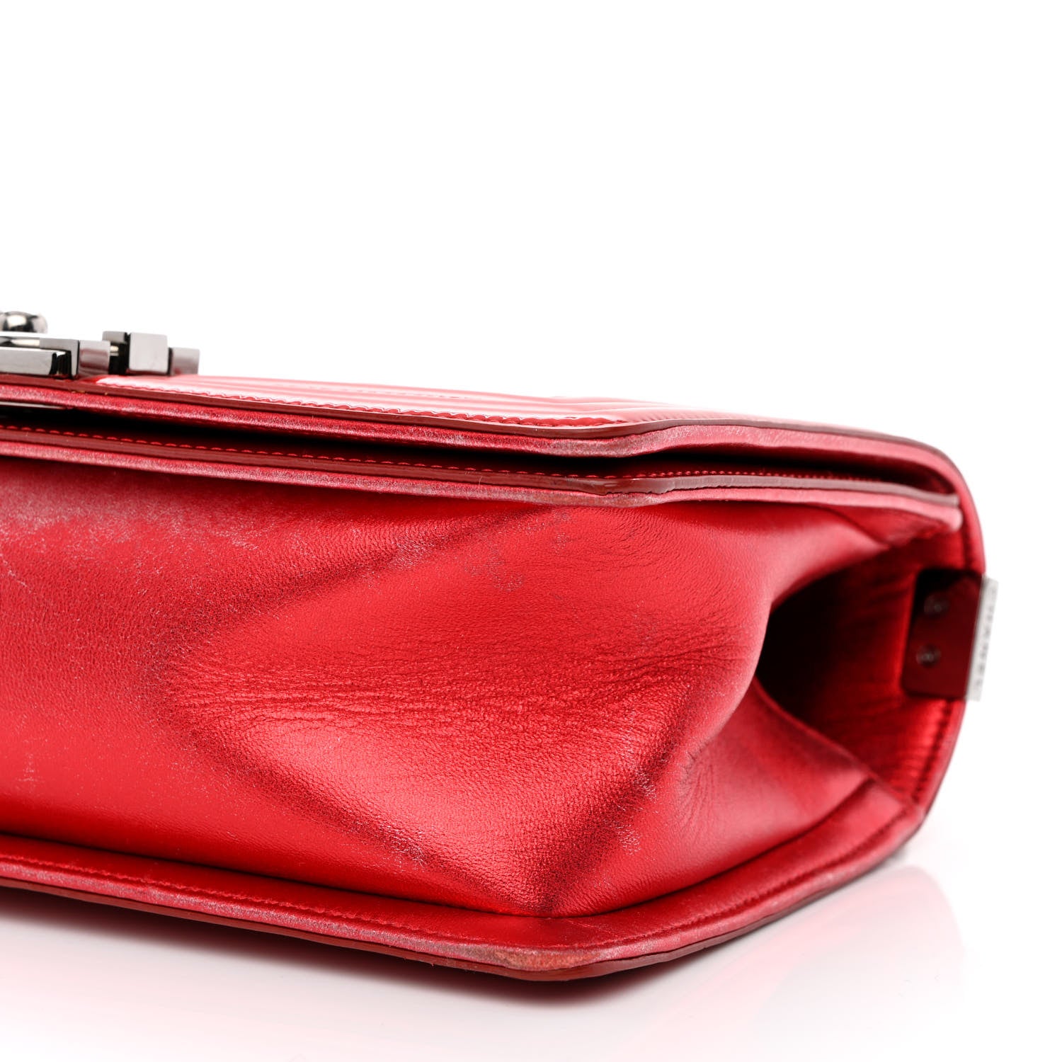 Chanel Metallic Patent Calfskin Quilted Medium Boy Flap Red 12 of 12