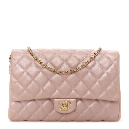 Chanel Iridescent Calfskin Quilted Clutch With Chain Flap Pink 1 of 12